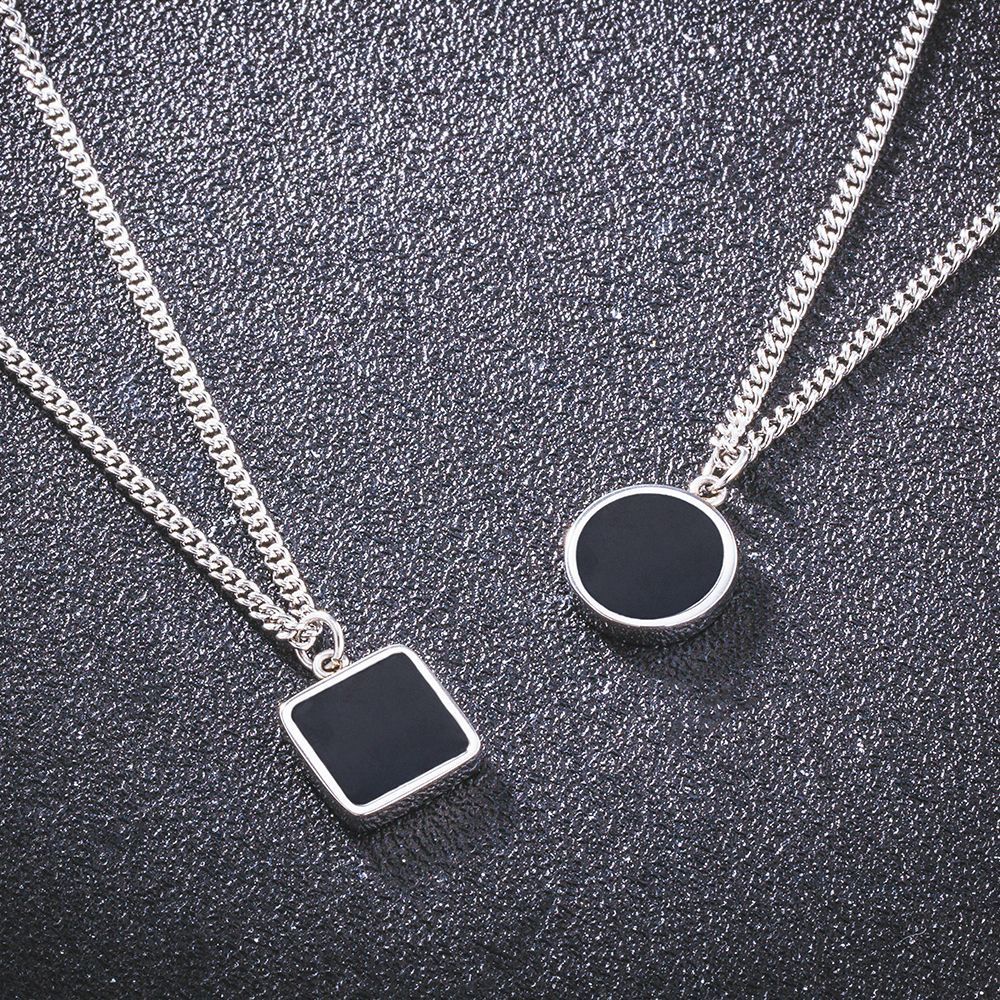 Hip Hop Men And Women Square And Round Necklace